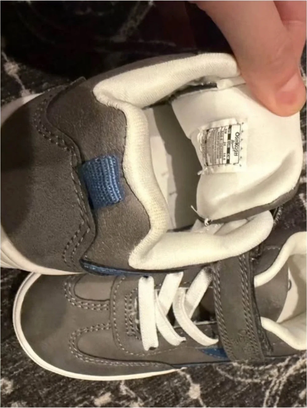 OshKosh B'gosh Gray and White Kids Velcro Lace Sneakers